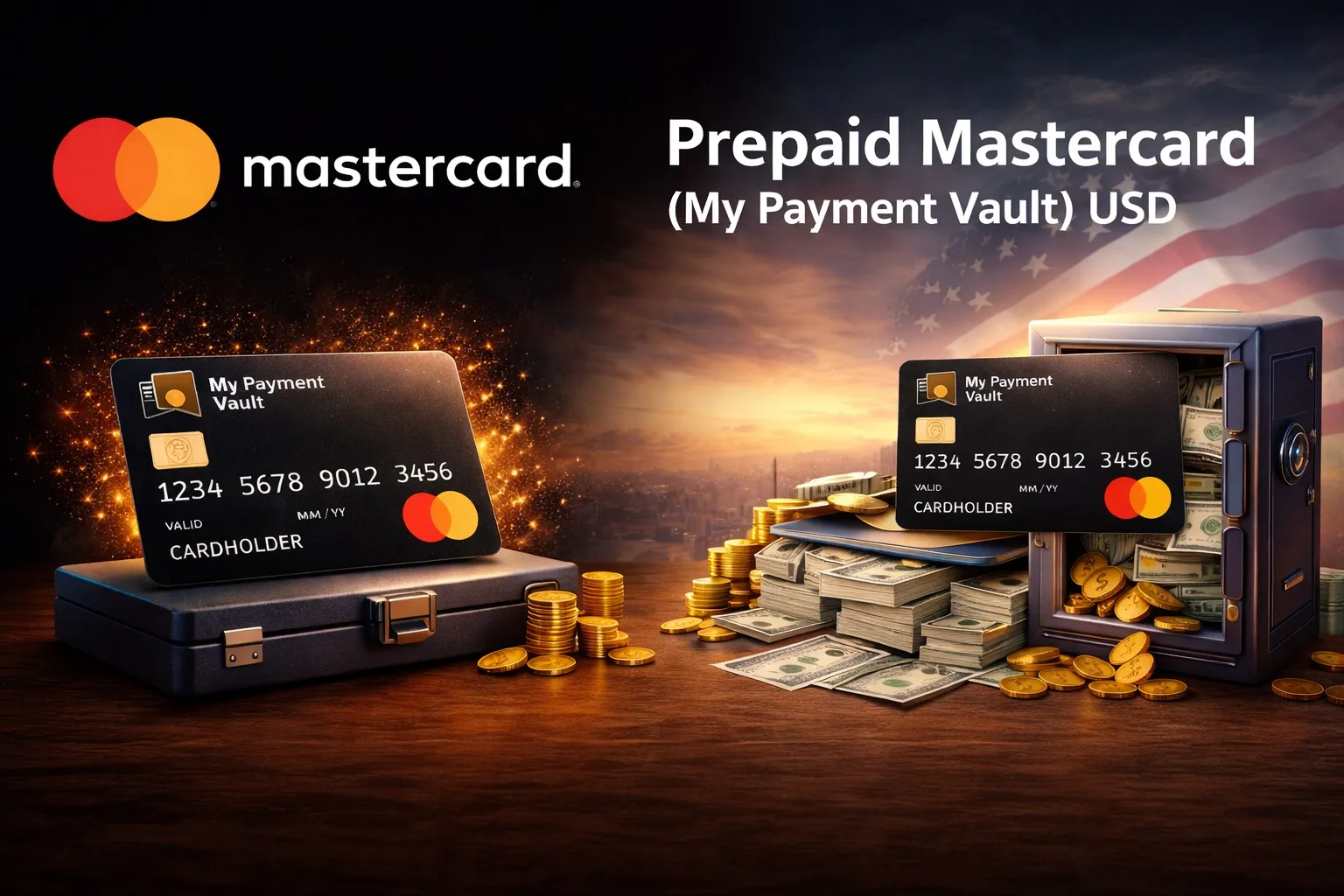 The Prepaid Mastercard (My Payment Vault) allows you to make online purchases at millions of merchants worldwide where Mastercard is accepted. This prepaid card comes with a fixed USD balance and can be used for eligible online transactions without linking a bank account.  The card details are securely stored and accessible via My Payment Vault, allowing convenient and controlled usage.