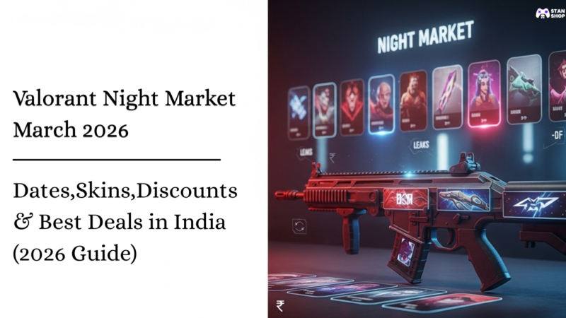 Valorant Night Market March 2026 guide showing discounted skins and weapon bundles in Valorant