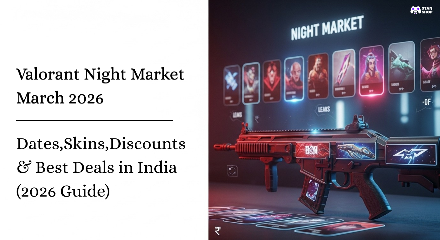 Valorant Night Market March 2026 guide showing discounted skins and weapon bundles in Valorant