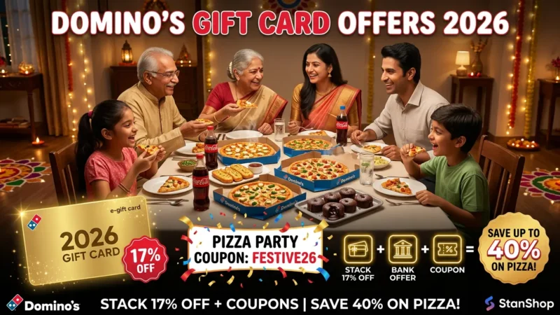 Domino's Gift Card Offers 2026- Stack 17% Cashback + Coupons for 40% Pizza Savings